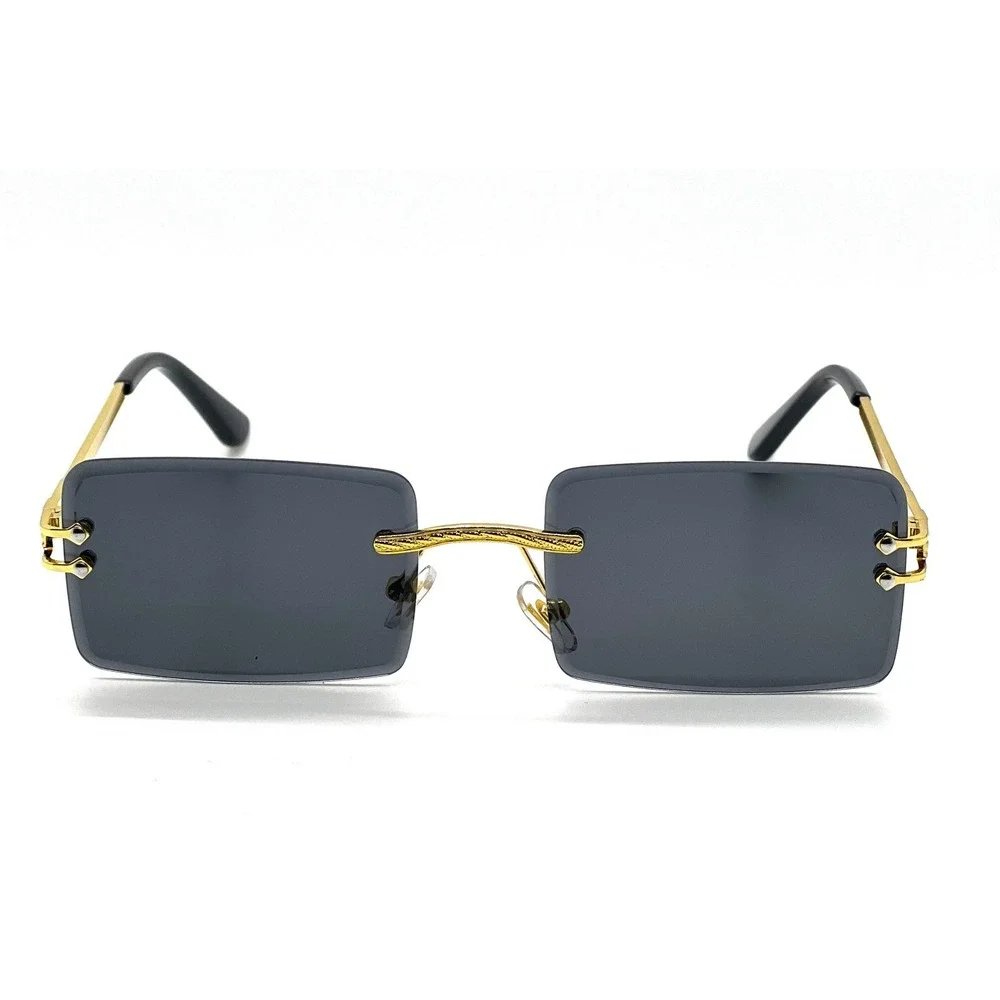 Men Sunglasses Gold Frame Dark Black‎ Lens Fashion Shades Eyewear Gangsta Cholo